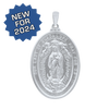 Sterling Silver Oval Our Lady of Guadalupe Medallion (1 3/8 inch)