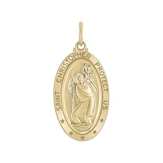 Gold-Filled Oval Saint Christopher Medallion (5/8 inch - 1 inch)