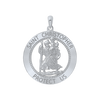 Sterling Silver Round Saint Christopher Medallion (1 1/4 inch - 1 1/2 inch)