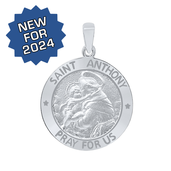 Sterling Silver Round Saint Anthony Medallion (5/8 inch - 1 inch)