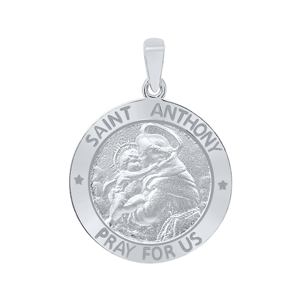 Sterling Silver Round Saint Anthony Medallion (5/8 inch - 1 inch)