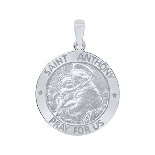 Sterling Silver Round Saint Anthony Medallion (5/8 inch - 1 inch)