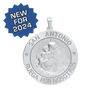 Sterling Silver Round San Antonio Medallion (5/8 inch - 1 inch)