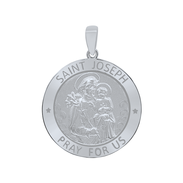 Sterling Silver Round Saint Joseph Medallion (5/8 inch - 1 inch)