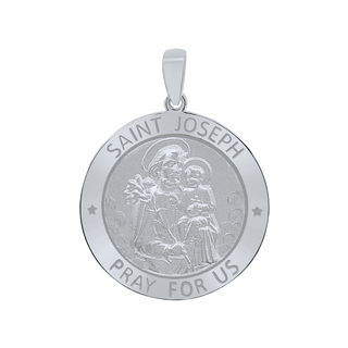 Sterling Silver Round Saint Joseph Medallion (5/8 inch - 1 inch)