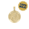 14K Gold Round Nuestra Señora de Lourdes Medallion (3/4 inch)