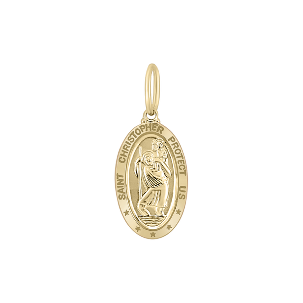 Gold-Filled Oval Saint Christopher Medallion (5/8 inch - 1 inch)
