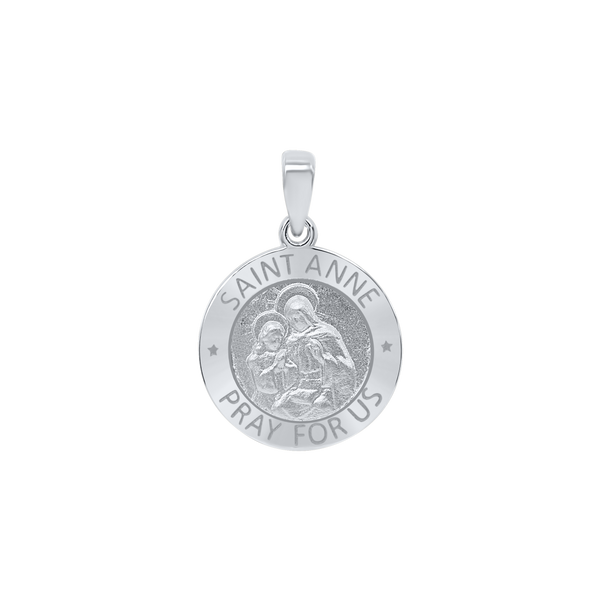 Sterling Silver Round Saint Anne Medallion (5/8 inch - 1 inch)