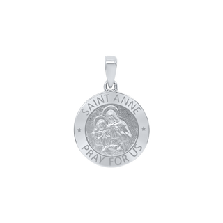 Sterling Silver Round Saint Anne Medallion (5/8 inch - 1 inch)