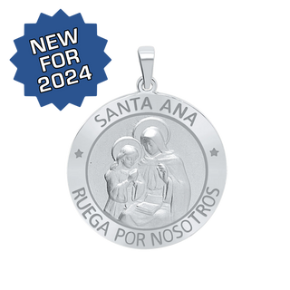 Sterling Silver Round Santa Ana Medallion (5/8 inch - 1 inch)