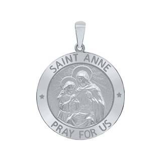 Sterling Silver Round Saint Anne Medallion (5/8 inch - 1 inch)