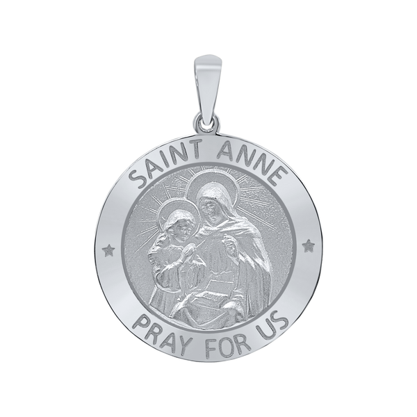 Sterling Silver Round Saint Anne Medallion (5/8 inch - 1 inch)