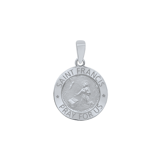 Sterling Silver Round Saint Francis Medallion (5/8 inch - 1 inch)