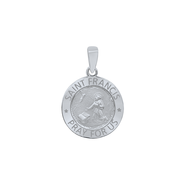 Sterling Silver Round Saint Francis Medallion (5/8 inch - 1 inch)