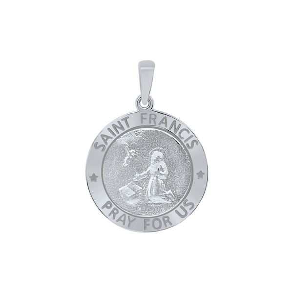 Sterling Silver Round Saint Francis Medallion (5/8 inch - 1 inch)