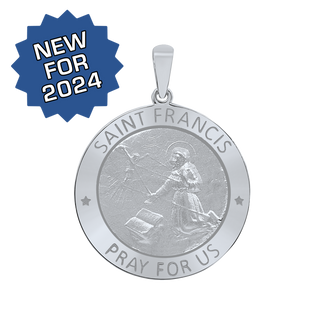 Sterling Silver Round Saint Francis Medallion (5/8 inch - 1 inch)