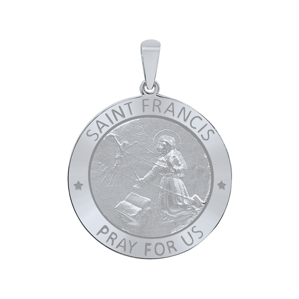 Sterling Silver Round Saint Francis Medallion (5/8 inch - 1 inch)