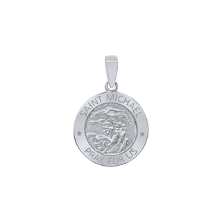 Sterling Silver Round Saint Michael Medallion (5/8 inch - 1 inch)