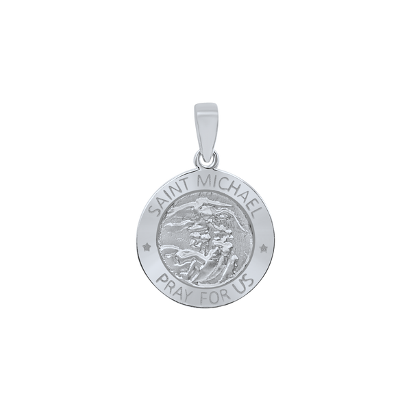 Sterling Silver Round Saint Michael Medallion (5/8 inch - 1 inch)