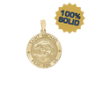 14K Gold Round Saint Michael Medallion (3/4 inch)