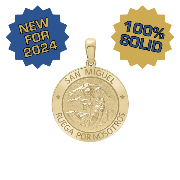 14K Gold Round San Miguel Medallion (3/4 inch)