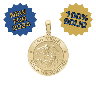14K Gold Round San Miguel Medallion (3/4 inch)
