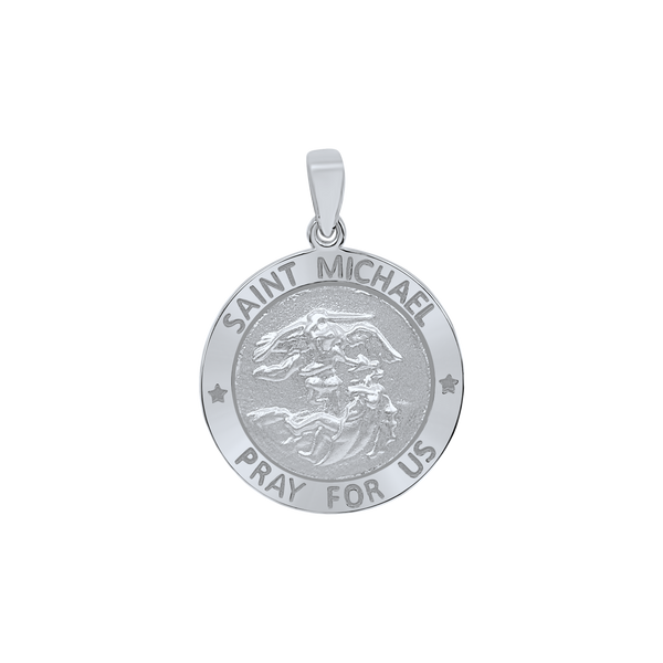 Sterling Silver Round Saint Michael Medallion (5/8 inch - 1 inch)