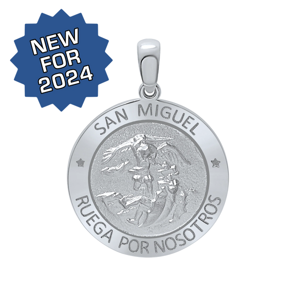 Sterling Silver Round San Miguel Medallion (5/8 inch - 1 inch)