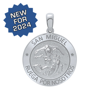 Sterling Silver Round San Miguel Medallion (5/8 inch - 1 inch)