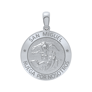 Sterling Silver Round San Miguel Medallion (5/8 inch - 1 inch)