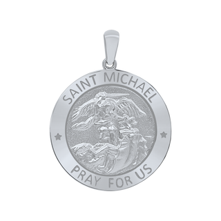Sterling Silver Round Saint Michael Medallion (5/8 inch - 1 inch)