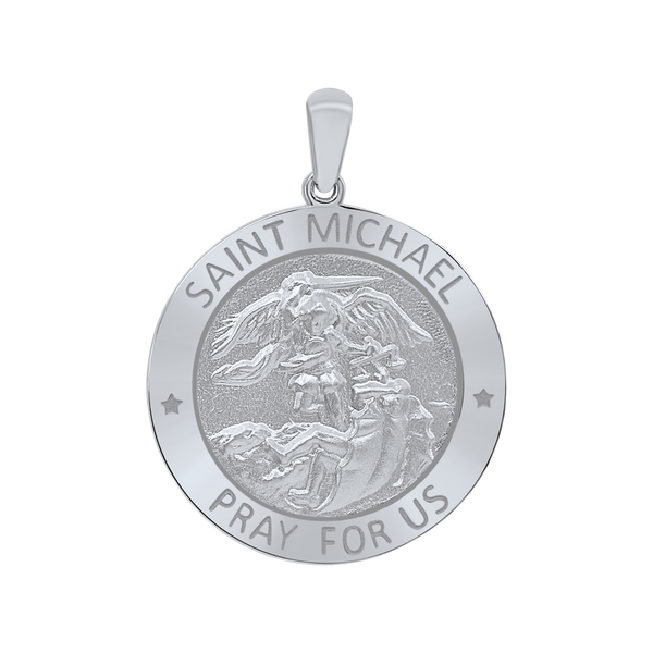 Sterling Silver Round Saint Michael Medallion (5/8 inch - 1 inch)