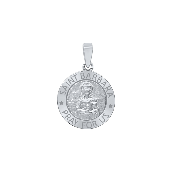 Sterling Silver Round Saint Barbara Medallion (5/8 inch - 1 inch)