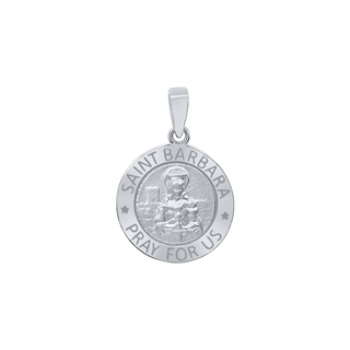 Sterling Silver Round Saint Barbara Medallion (5/8 inch - 1 inch)