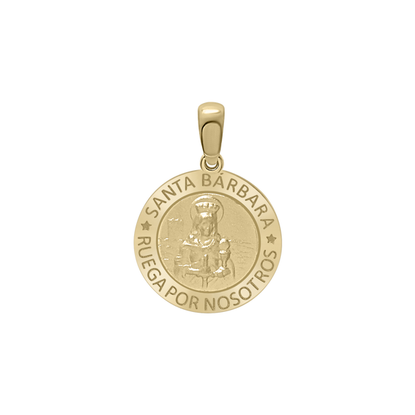 14K Gold Round Santa Bárbara Medallion (5/8 inch - 1 inch)