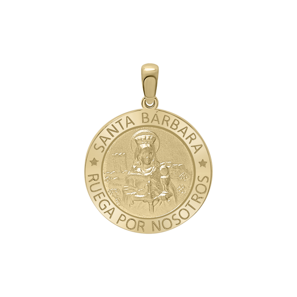 14K Gold Round Santa Bárbara Medallion (5/8 inch - 1 inch)