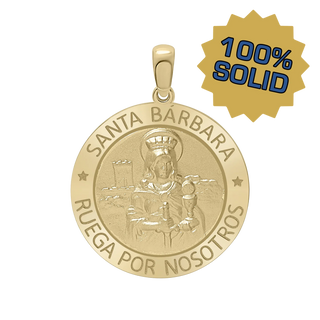 14K Gold Round Santa Bárbara Medallion (5/8 inch - 1 inch)