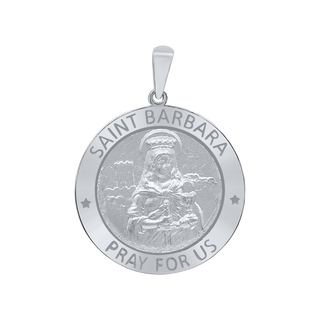 Sterling Silver Round Saint Barbara Medallion (5/8 inch - 1 inch)