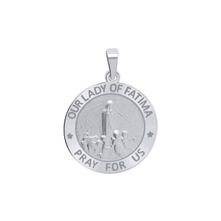 Sterling Silver Round Our Lady of Fatima Medallion (3/4 inch)