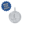 Sterling Silver Round Nuestra Señora de Fátima Medallion (3/4 inch)