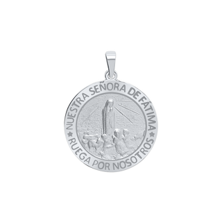 Sterling Silver Round Nuestra Señora de Fátima Medallion (3/4 inch)