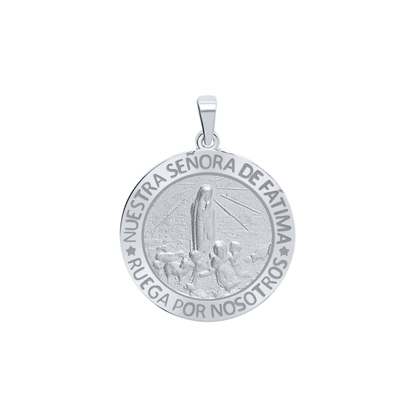 Sterling Silver Round Nuestra Señora de Fátima Medallion (3/4 inch)