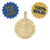 14K Gold Round Santa Teresa Medallion (5/8 inch - 3/4 inch)