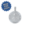 Sterling Silver Round Santa Teresa Medallion (5/8 inch - 3/4 inch)