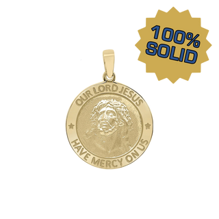 14K Gold Round Our Lord Jesus Medallion (3/4 inch)