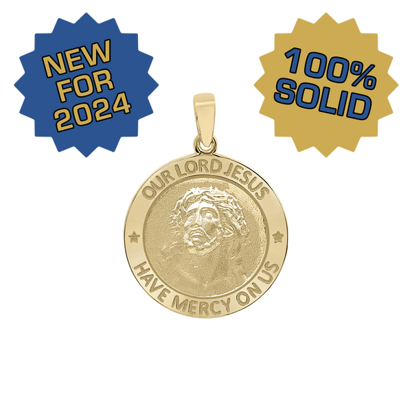 14K Gold Round Our Lord Jesus Medallion (3/4 inch)