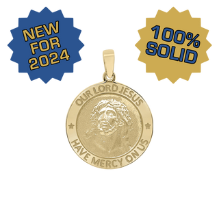 14K Gold Round Our Lord Jesus Medallion (3/4 inch)