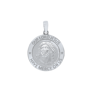 Sterling Silver Round Our Lord Jesus Medallion (3/4 inch)