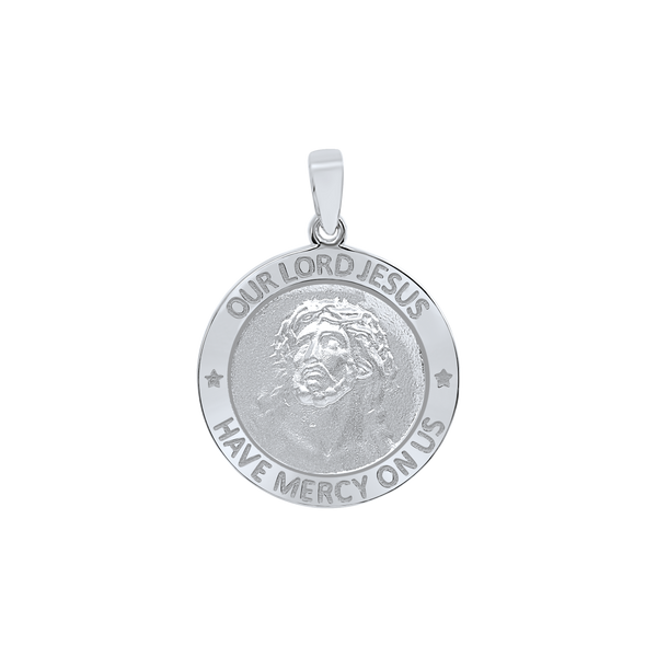 Sterling Silver Round Our Lord Jesus Medallion (3/4 inch)