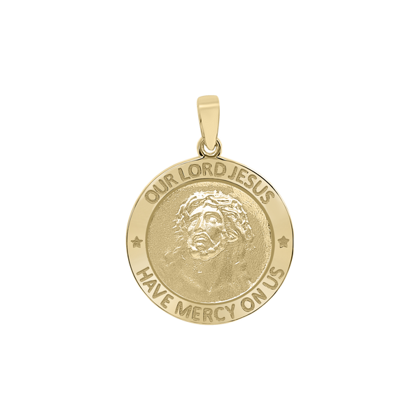 14K Gold Round Our Lord Jesus Medallion (3/4 inch)